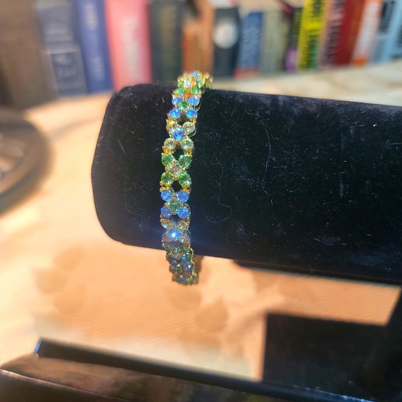 Vtg Joan Rivers Gold Vermeil Crystal Rhinestone XO Tennis Bracelet 7.5" Signed - Picture 7 of 15